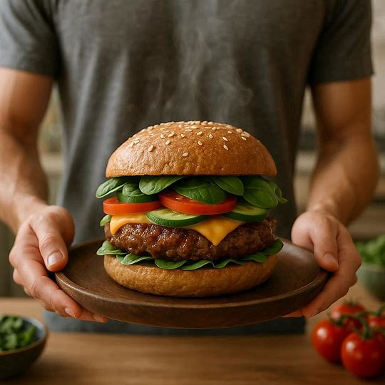 همبرگر گوشت و سویا